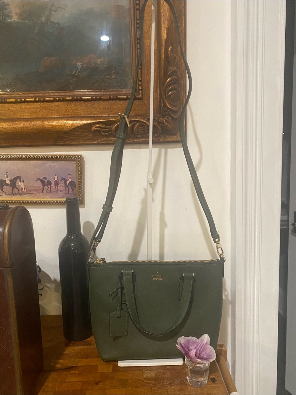kate spade Olive Green Leather Crossbody Tote